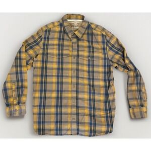REI Cooperative button down shirt size X-Large Yellow/Tan/Blue Plaid , Pockets